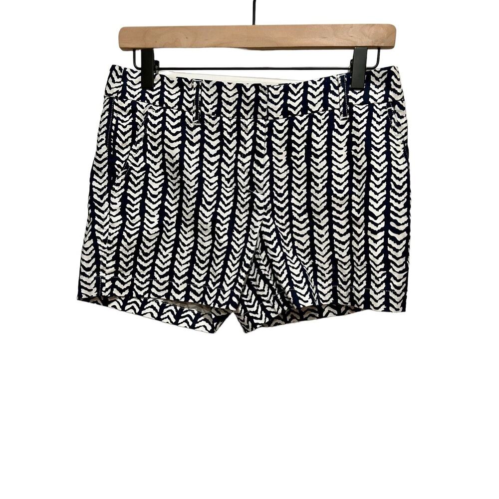 Kenar Shorts Women Size 2 Blue Geometric Pattern Chino Casual Flat Front